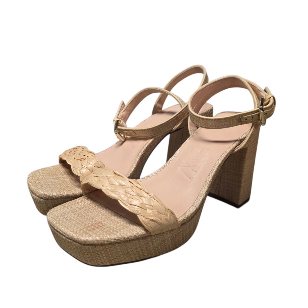 J CREW ANKLE STRAP PLATFORM FAUX RAFFIA 9 - Picture 5 of 11